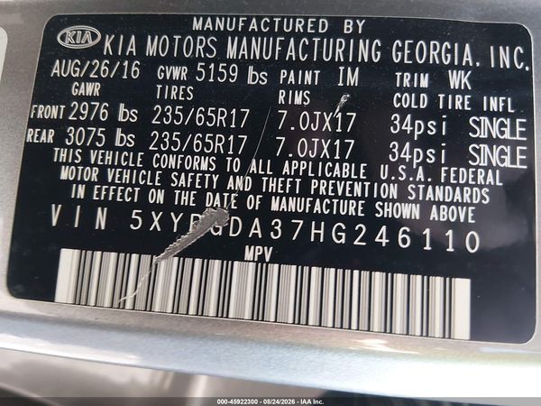 2017 KIA SORENTO 2.4L LX