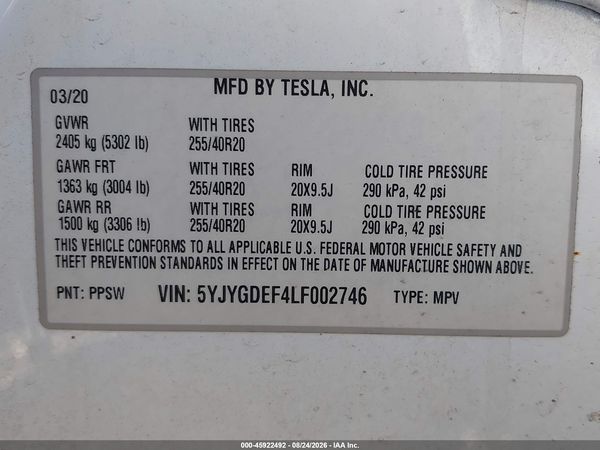 2020 TESLA MODEL Y