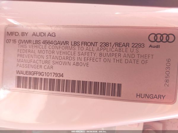 2016 AUDI A3 2.0T PREMIUM — I9