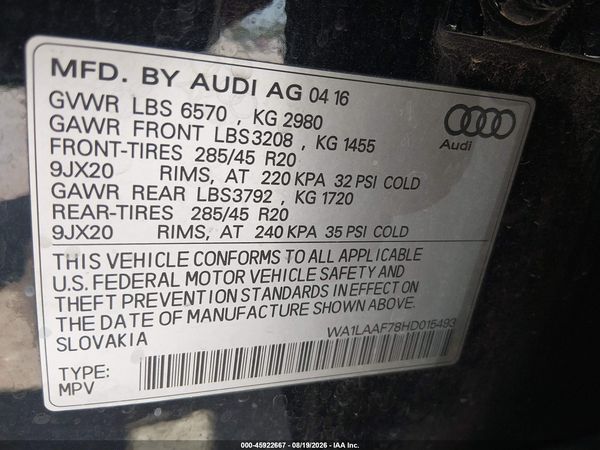 2017 AUDI Q7 3.0T PREMIUM