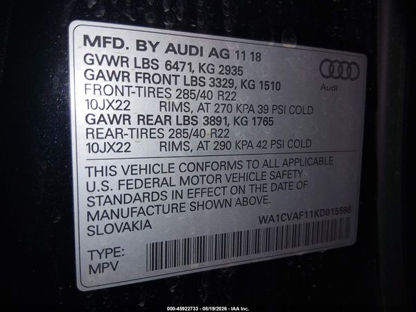 2019 AUDI Q8 55 PREMIUM