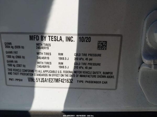 2021 TESLA MODEL S