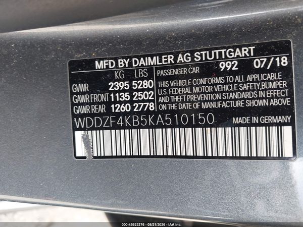 2019 MERCEDES-BENZ E 300 4MATIC — I9