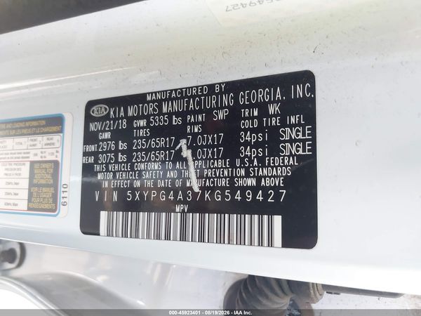 2019 KIA SORENTO 2.4L LX