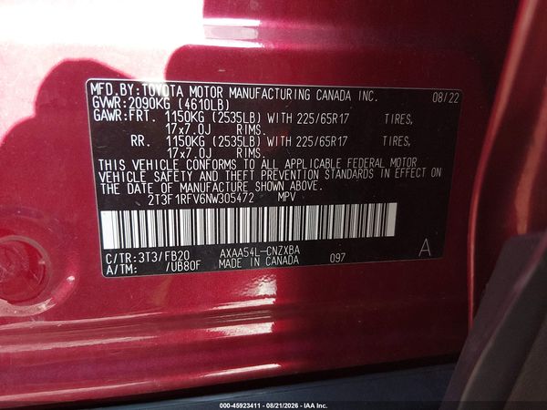 2022 TOYOTA RAV4 LE