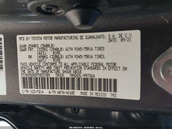 2021 TOYOTA TACOMA SR