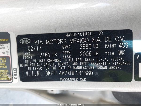 2017 KIA FORTE LX