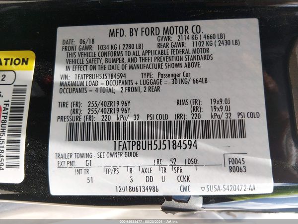 2018 FORD MUSTANG ECOBOOST PREMIUM