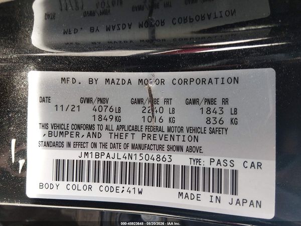 2022 MAZDA MAZDA3 2.5 S