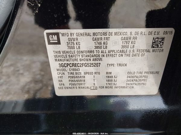 2015 CHEVROLET SILVERADO 1500 LT — I9