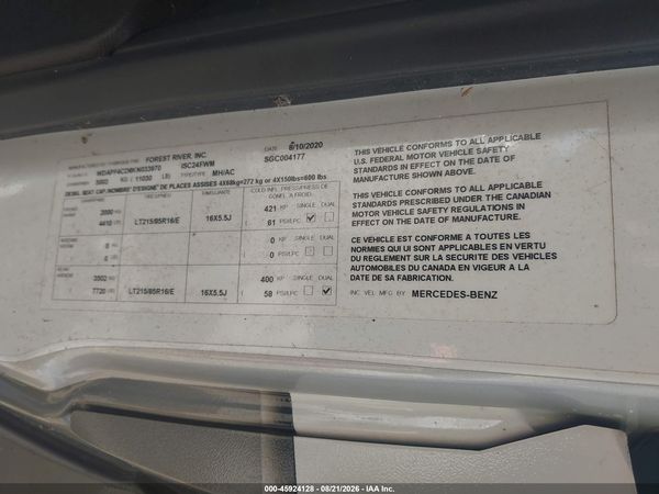 2019 MERCEDES-BENZ SPRINTER 4500 STANDARD ROOF V6