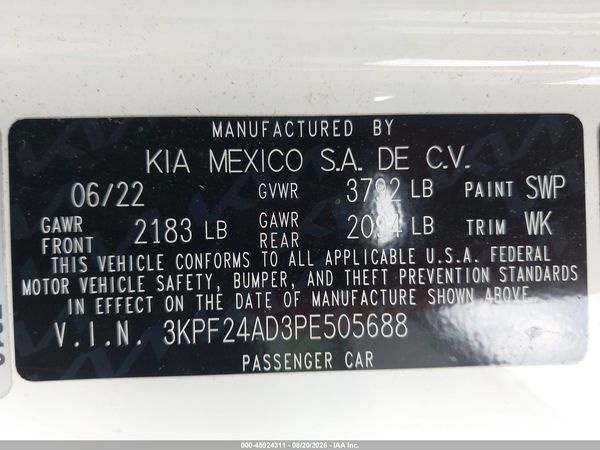 2023 KIA FORTE LXS