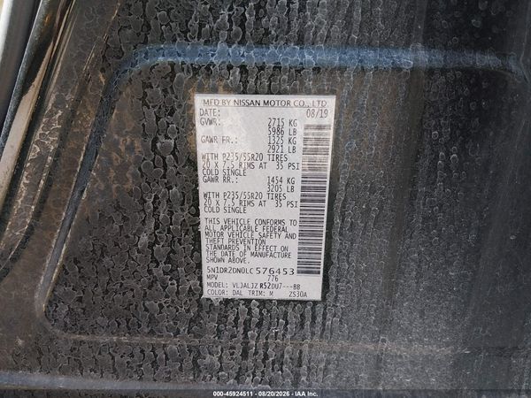 2020 NISSAN PATHFINDER PLATINUM 2WD