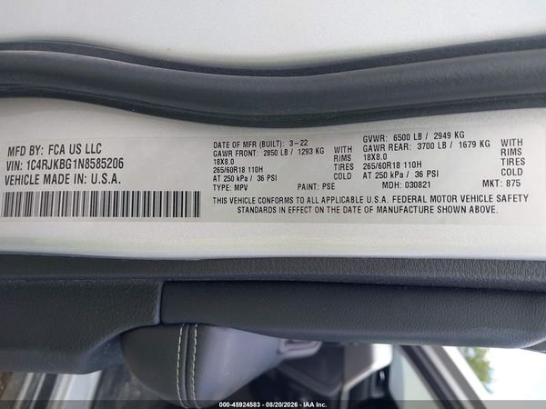 2022 JEEP GRAND CHEROKEE L LIMITED 4X4 — I9