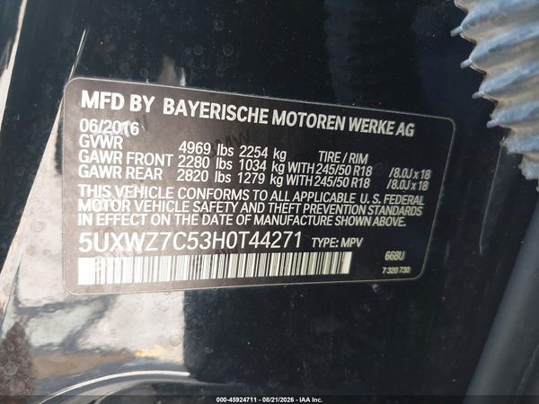 2017 BMW X3 SDRIVE28I — I9