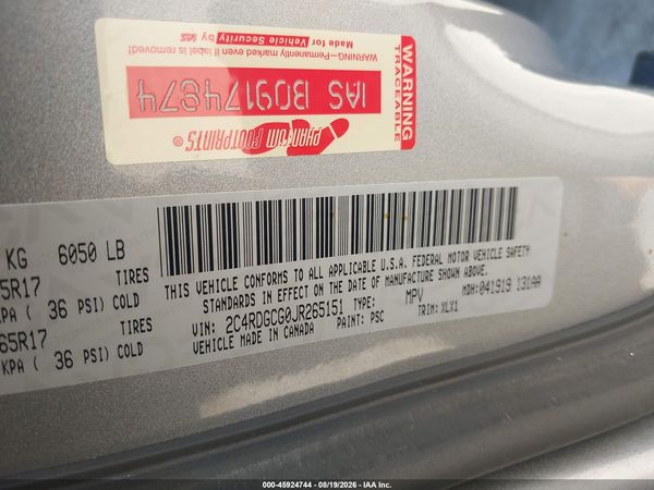2018 DODGE GRAND CARAVAN SXT
