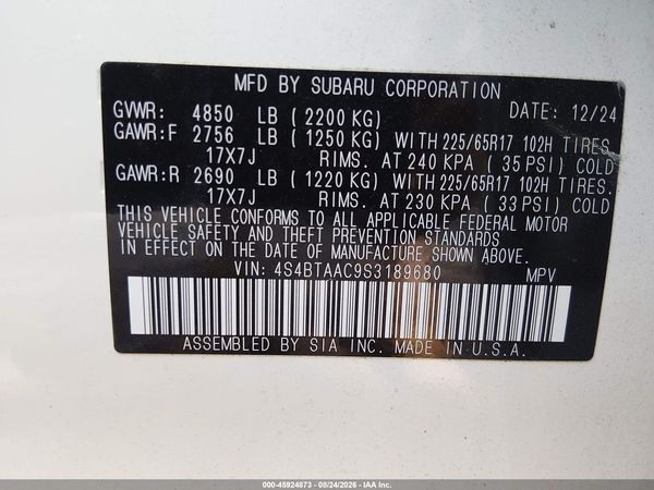 2025 SUBARU OUTBACK Base — I9
