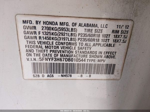 2013 HONDA PILOT EX-L