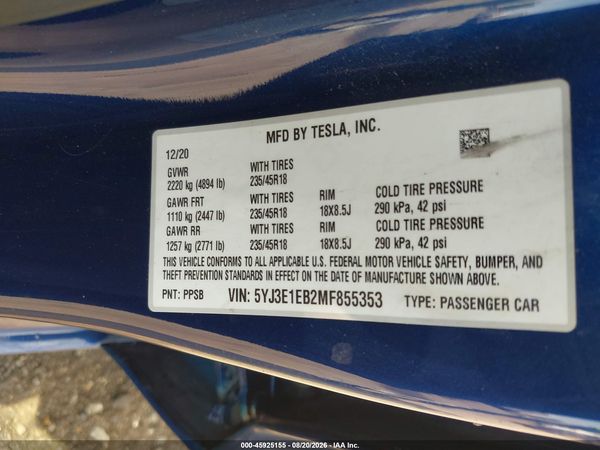 2021 TESLA MODEL 3