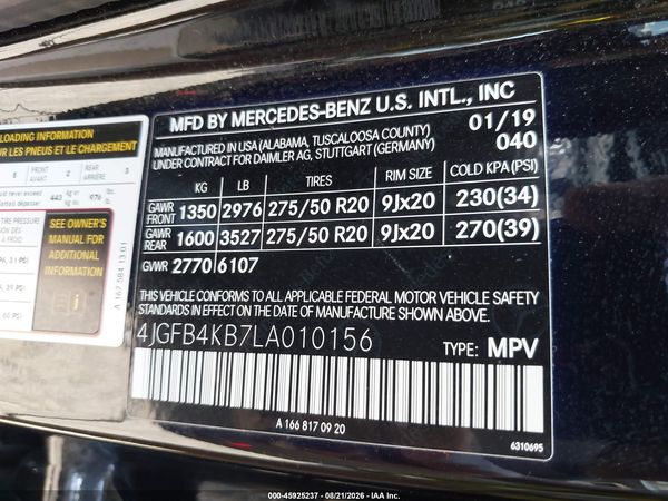 2020 MERCEDES-BENZ GLE 350 4MATIC — I9