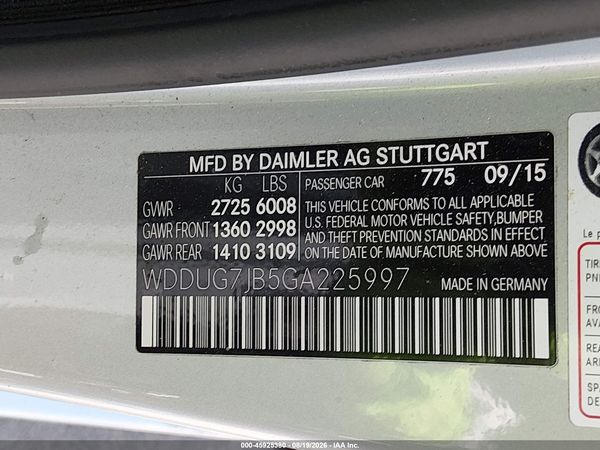 2016 MERCEDES-BENZ AMG S 63 4MATIC