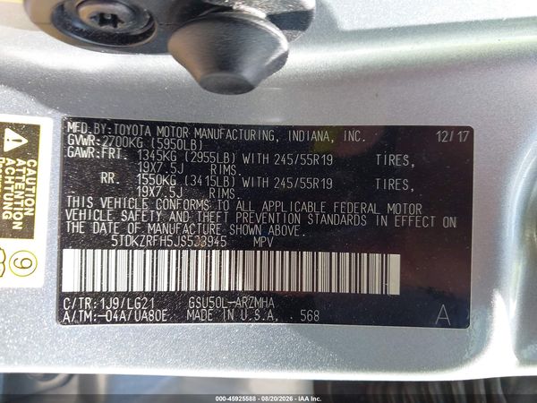 2018 TOYOTA HIGHLANDER SE