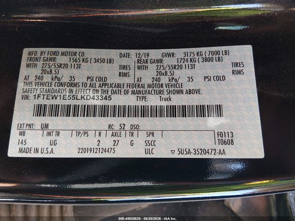 2020 FORD F-150 XLT