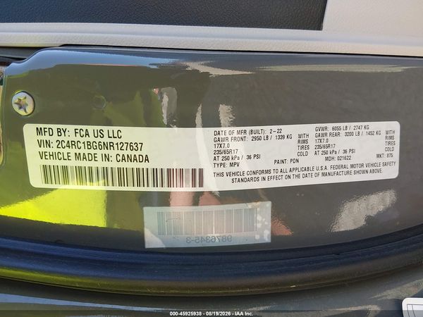 2022 CHRYSLER PACIFICA TOURING L