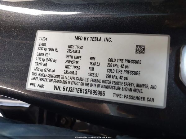 2025 TESLA MODEL 3