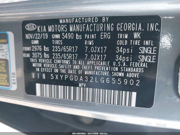 2020 KIA SORENTO 2.4L LX