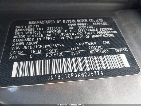 2019 NISSAN ROGUE SPORT S