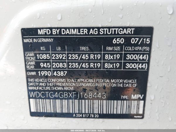 2015 MERCEDES-BENZ GLA 250 4MATIC — I9