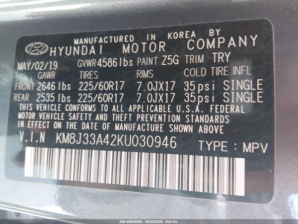 2019 HYUNDAI TUCSON VALUE