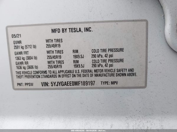 2021 TESLA MODEL Y