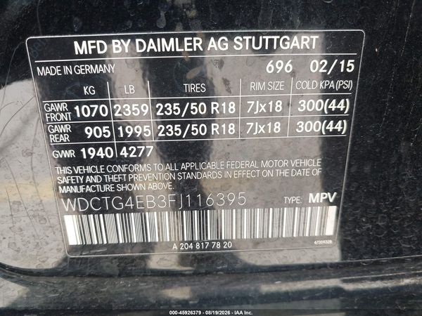 2015 MERCEDES-BENZ GLA 250 GLA250