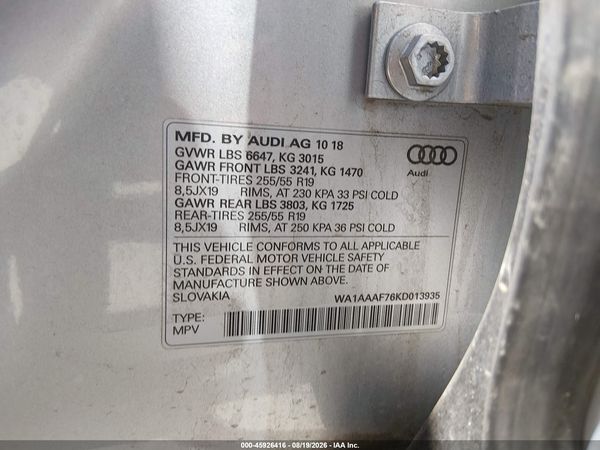 2019 AUDI Q7 55 PREMIUM/55 SE PREMIUM
