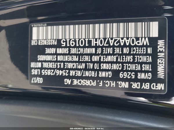 2017 PORSCHE PANAMERA 4