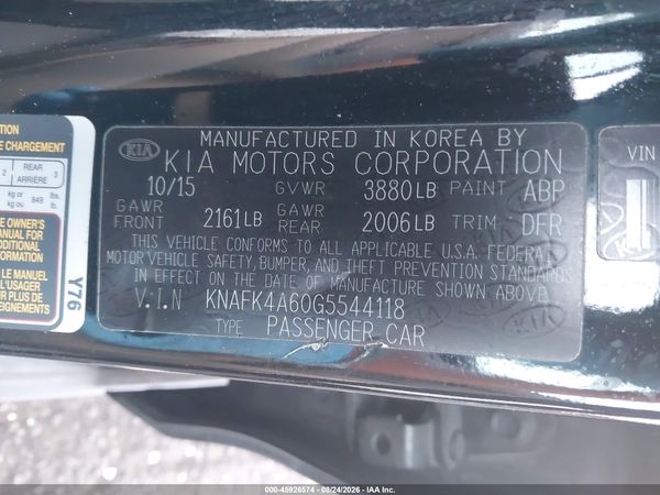 2016 KIA FORTE LX — I9