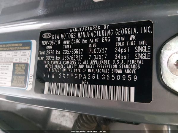 2020 KIA SORENTO 2.4L LX — I9