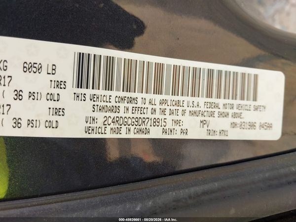 2013 DODGE GRAND CARAVAN SXT — I9