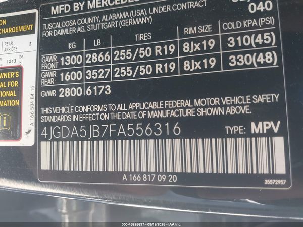 2015 MERCEDES-BENZ ML 350 ML350