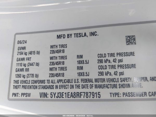 2024 TESLA MODEL 3