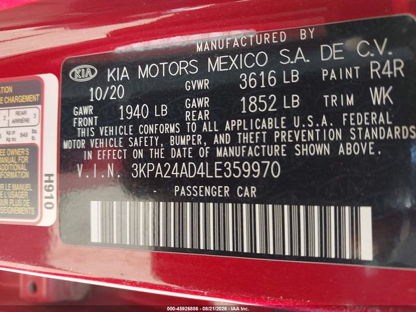 2020 KIA RIO S