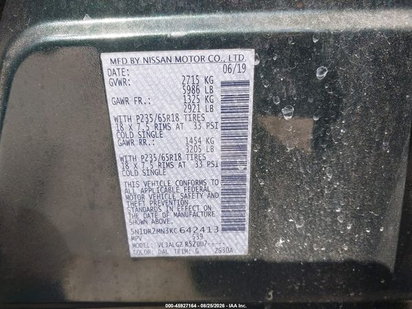 2019 NISSAN PATHFINDER SL
