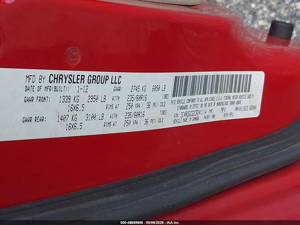 2012 DODGE GRAND CARAVAN SXT — I9