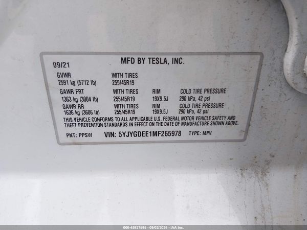 2021 TESLA MODEL Y