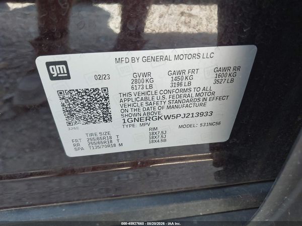 2023 CHEVROLET TRAVERSE FWD LT CLOTH — I9