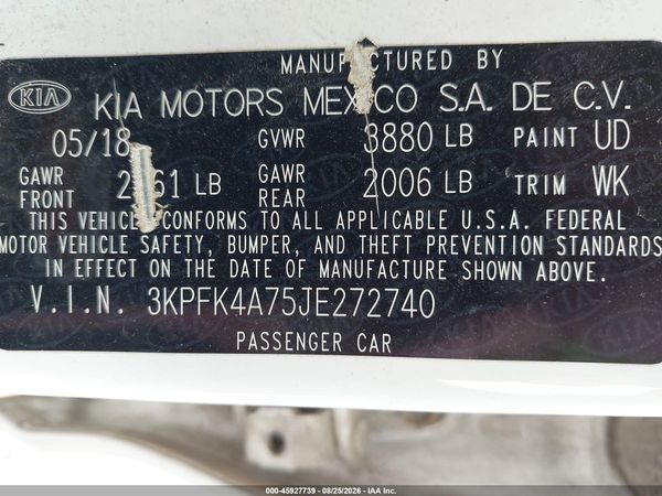 2018 KIA FORTE LX
