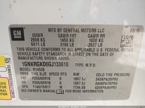 2016 CHEVROLET TRAVERSE 1LT — I9