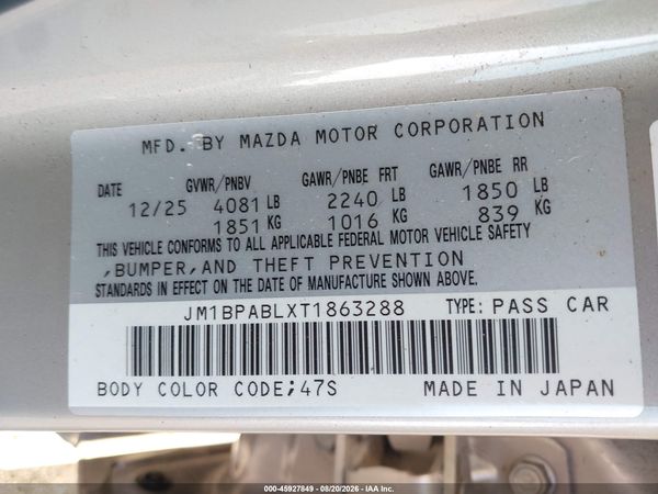 2026 MAZDA 3 SELECT SPORT